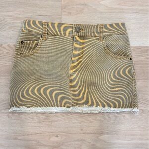 Urban Outfitters BDG Yellow and Grey Swirl Denim Skirt
